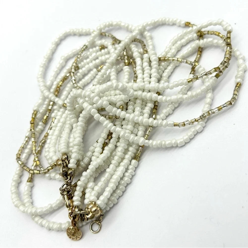 J. Crew White Beaded Multi-Strand Necklace